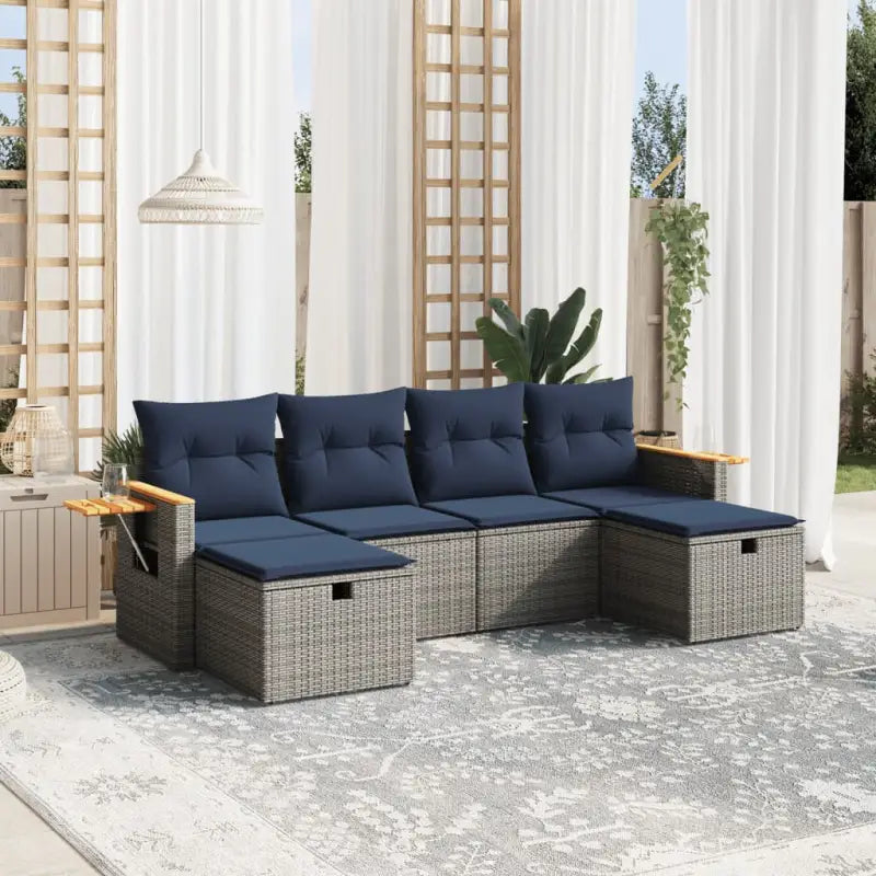 Loungetuigenset in grijs materiaal met gepoedercoat staal afmetingen - Grijs / zonder opbergruimte - Tuinsets