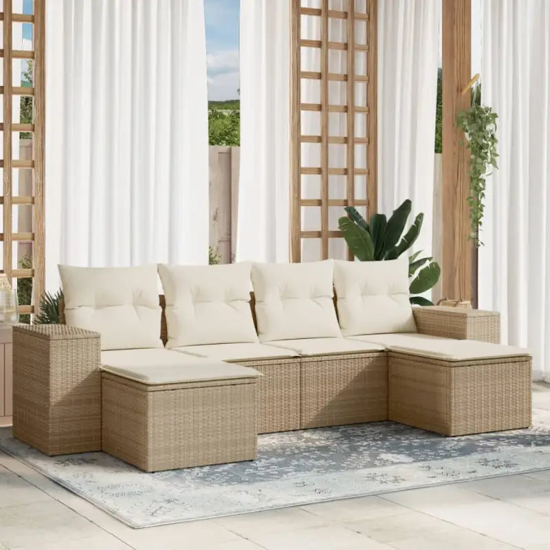 Loungetuigset van beige materiaal en gepoedercoat staal met perfecte afmetingen - beige en crèmekleurig / Zonder tafel