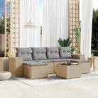 Loungetuigset van beige materiaal en gepoedercoat staal met perfecte afmetingen - beige en lichtgrijs / Met tafel