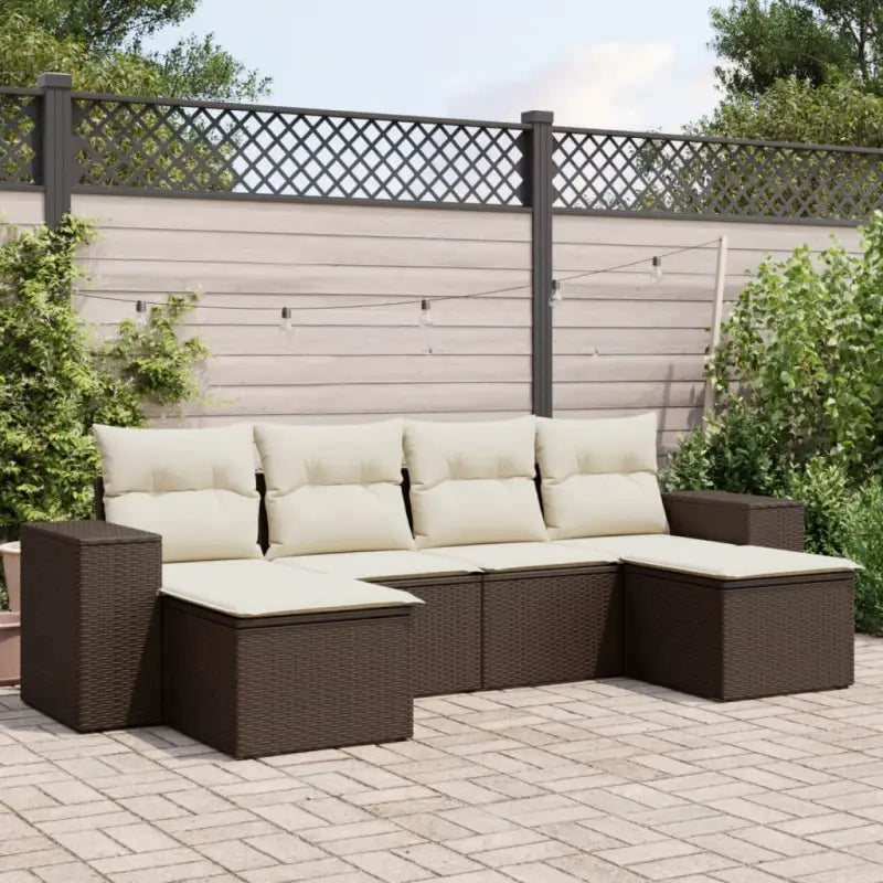 Loungetuigset van beige materiaal en gepoedercoat staal met perfecte afmetingen - Bruin en crème / Zonder tafel