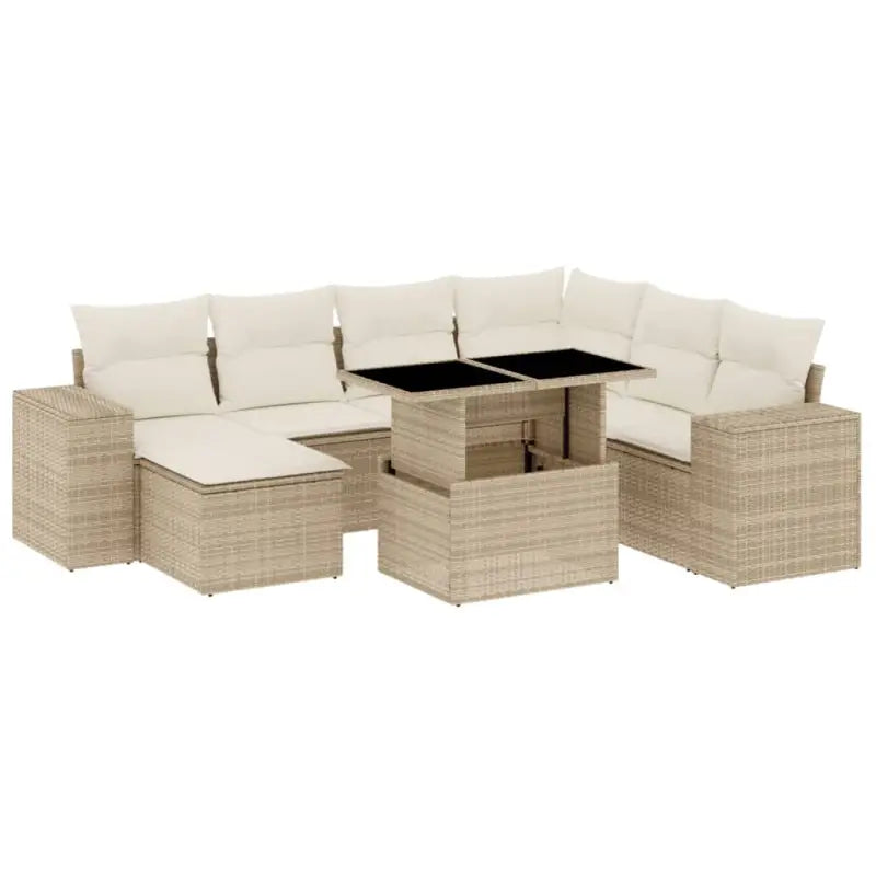 Loungetuina set met beige materiaal en gepoedercoat staal afmetingen - Tuinsets