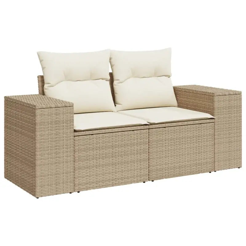 Loungetuina set met beige materiaal en gepoedercoat staal afmetingen - Tuinsets