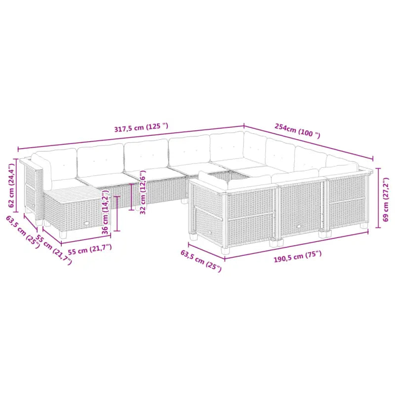 Loungetuins Set met Grijs Materiaal en Natuurlijke Olieafwerking - Tuinsets