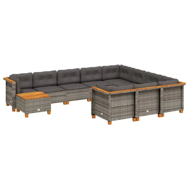 Loungetuins Set met Grijs Materiaal en Natuurlijke Olieafwerking - Tuinsets
