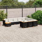 Loungetuins Set met Grijs Materiaal en Natuurlijke Olieafwerking - Zwart / Dichtgeweven - Tuinsets