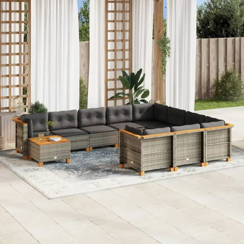 Loungetuins Set met Grijs Materiaal en Natuurlijke Olieafwerking - Grijs / Dichtgeweven - Tuinsets