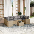 Loungetuinset in beige materiaal met gepoedercoat staal en afmetingen - beige en lichtgrijs - Tuinsets