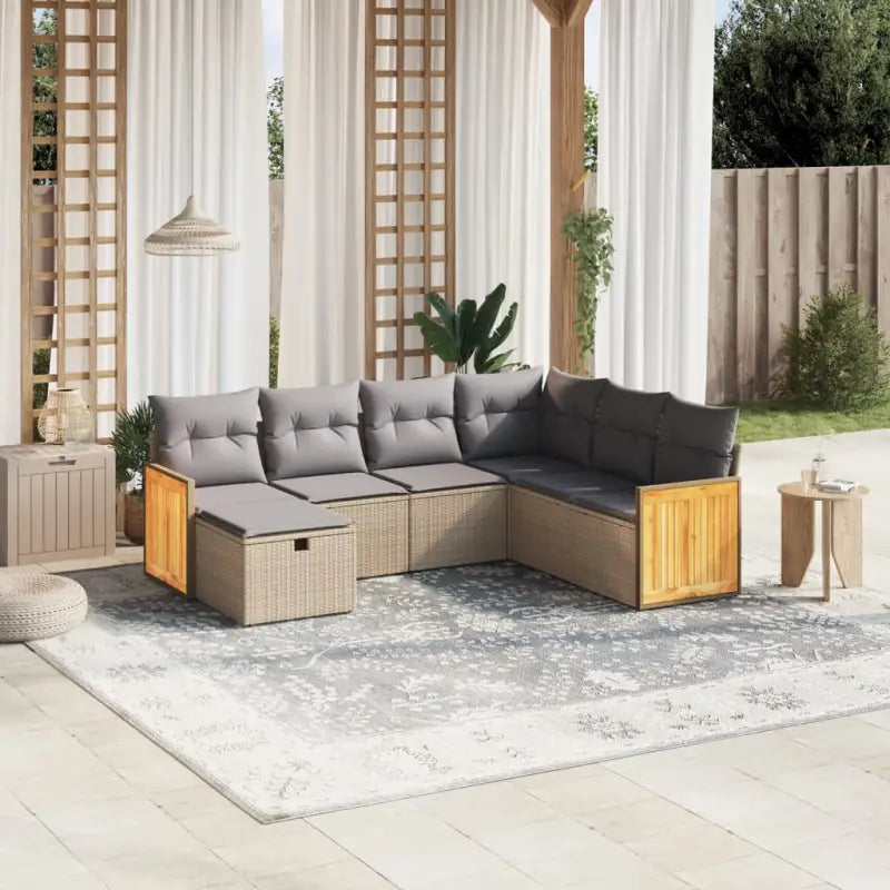 Loungetuinset in gemengd beige met gepoedercoat staal en afmetingen - Tuinsets
