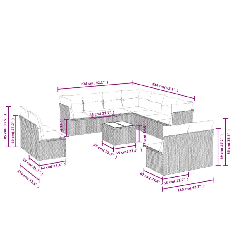 Loungetuinset in grijs materiaal met gepoedercoat staal en waterdichte tas - Tuinsets