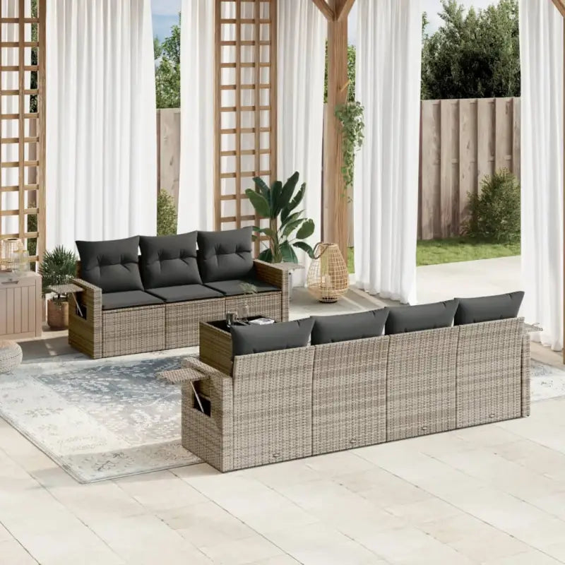 Loungetuinset in grijs materiaal met gepoedercoat staal en afmetingen - Tuinsets