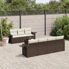 Loungetuinset in grijs materiaal met gepoedercoat staal en afmetingen - Bruin en crème - Tuinsets