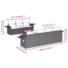 Loungetuinset in grijs materiaal met gepoedercoat staal en afmetingen - Tuinsets