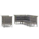 Loungetuinset in grijs materiaal met poly rattan en gepoedercoat staal - Tuinsets