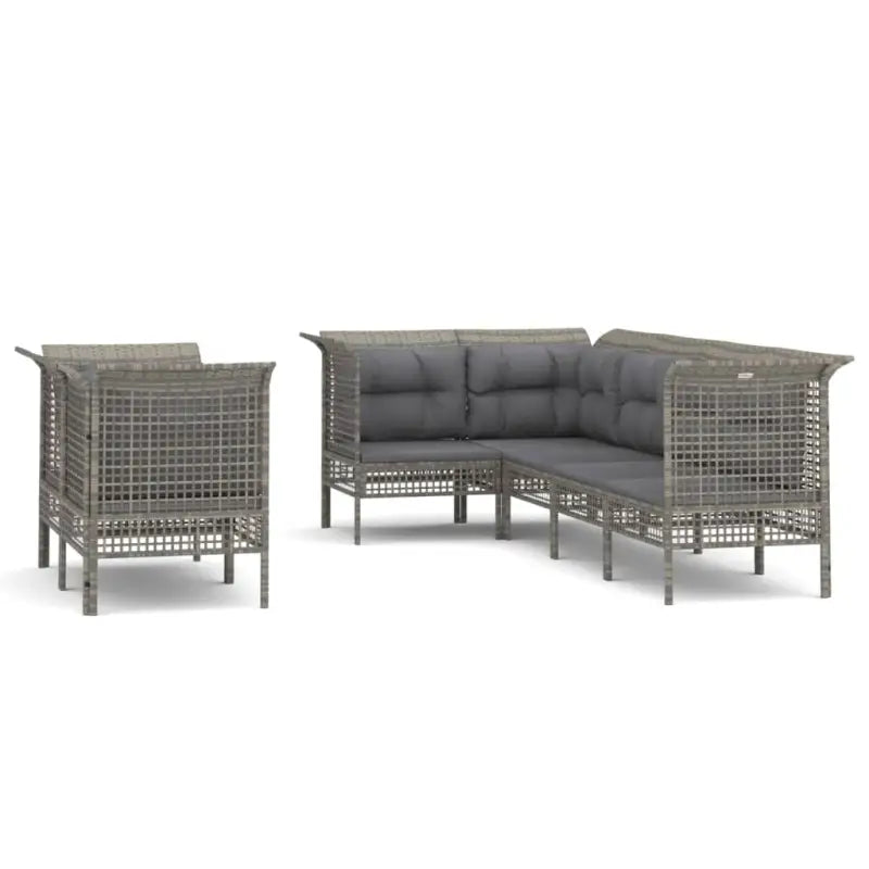 Loungetuinset in grijs materiaal met poly rattan en gepoedercoat staal - Tuinsets
