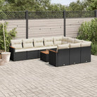 Loungetuinset in zwart gepoedercoat staal met comfortabele afmetingen - Zwart en crème / Met tafel - Tuinsets