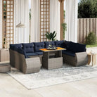 Loungetuinset in zwart materiaal met gepoedercoat staal en afmetingen - Grijs / Tafel + 2x hoek + 5x midden - Tuinsets