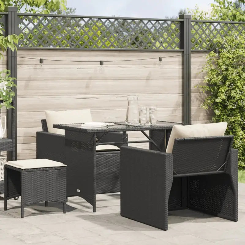 Loungetuinset in Zwart Materiaal met Poly Rattan en Gepoedercoat Staal - Zwart - Tuinsets