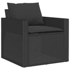 Loungetuinset in Zwart Materiaal met Poly Rattan en Gepoedercoat Staal - Tuinsets