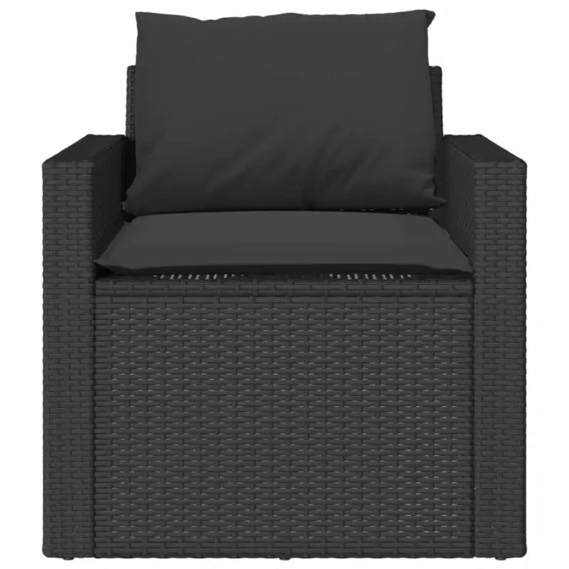 Loungetuinset in Zwart Materiaal met Poly Rattan en Gepoedercoat Staal - Tuinsets