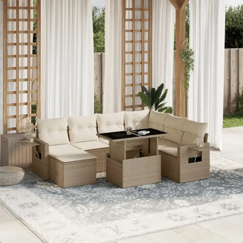 Loungetuinset met beige materiaal en gepoedercoat staal afmetingen - Tuinsets