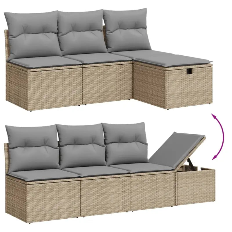 Loungetuinset met beige materiaal en gepoedercoat staal afmetingen - Tuinsets