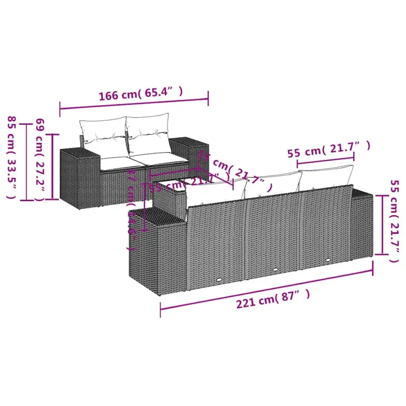 Loungetuinset met beige materiaal en gepoedercoat staal afmetingen - Tuinsets
