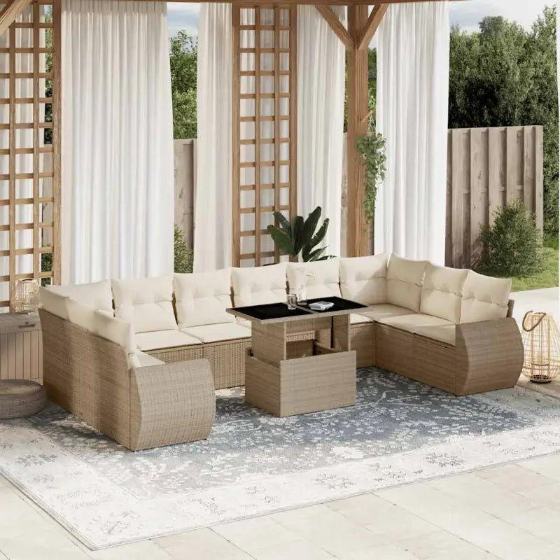 Loungetuinset met beige materiaal en gepoedercoat staal afmetingen - Tuinsets