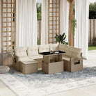 Loungetuinset met beige materiaal en gepoedercoat staal afmetingen - beige en crèmekleurig / Met tafel - Tuinsets