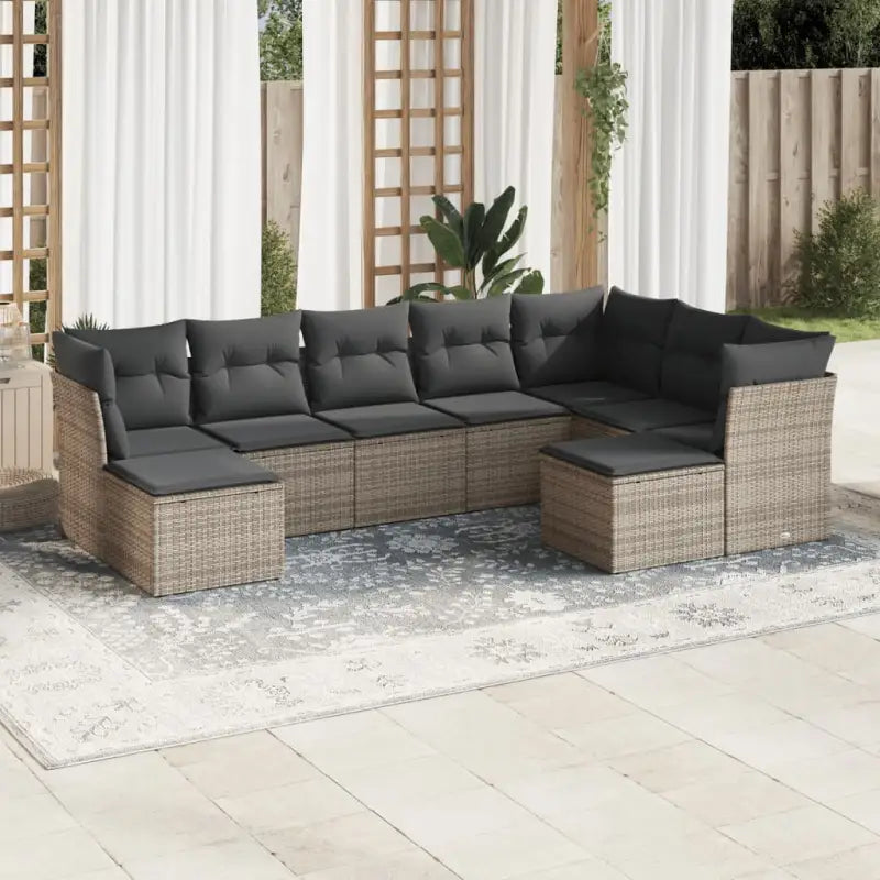 Loungetuinset met beige materiaal en gepoedercoat staal afmetingen - Grijs / Zonder tafel - Tuinsets