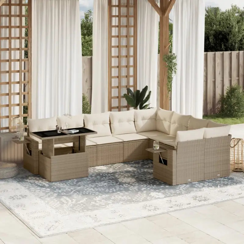 Loungetuinset met beige materiaal en gepoedercoat staal afmetingen - beige en crèmekleurig - Tuinsets