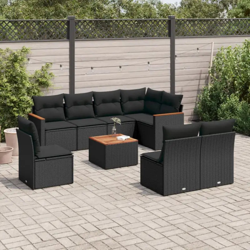 Loungetuinset met beige materiaal en gepoedercoat staal - Zwart / Met tafel - Tuinsets