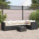 Loungetuinset met bruin materiaal en gepoedercoat staal voor buitengevoel - Zwart en crème / 2x hoek + 2x midden