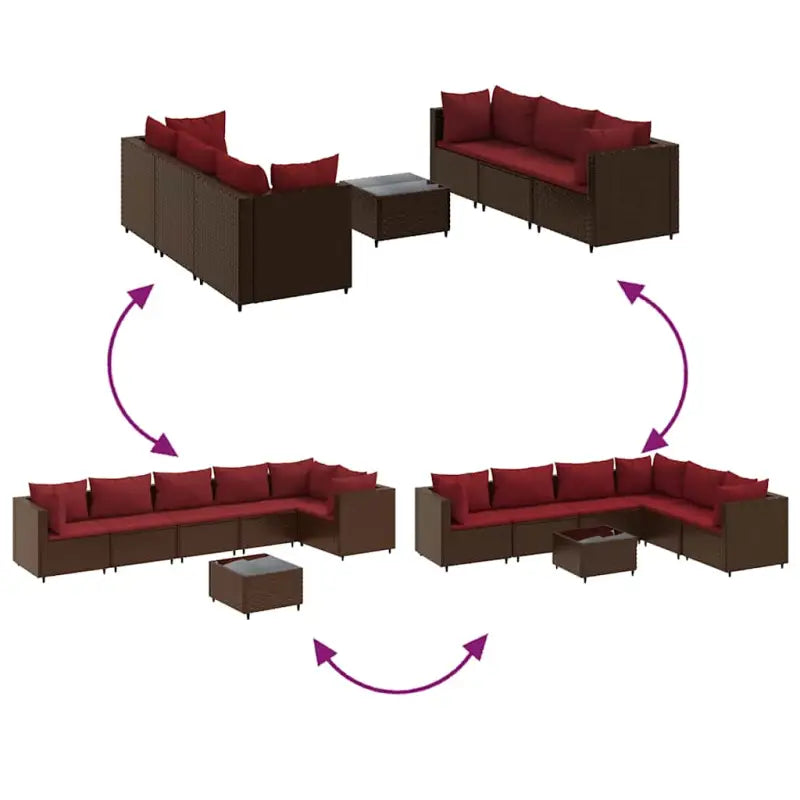 Loungetuinset met bruin materiaal en gepoedercoat staal voor buitengevoel - Tuinsets