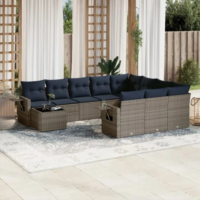 Loungetuinset met bruin materiaal en gepoedercoat staalafmetingen - Grijs - Tuinsets