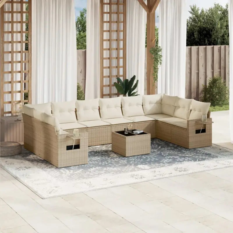 Loungetuinset met gepoedercoat staal en afmetingen in zwart materiaal - beige en crèmekleurig / Zonder tafel - Tuinsets