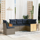Loungetuinset met grijs materiaal en gepoedercoat staal voor buitengebruik - Grijs en blauw / Zonder tafel - Tuinsets