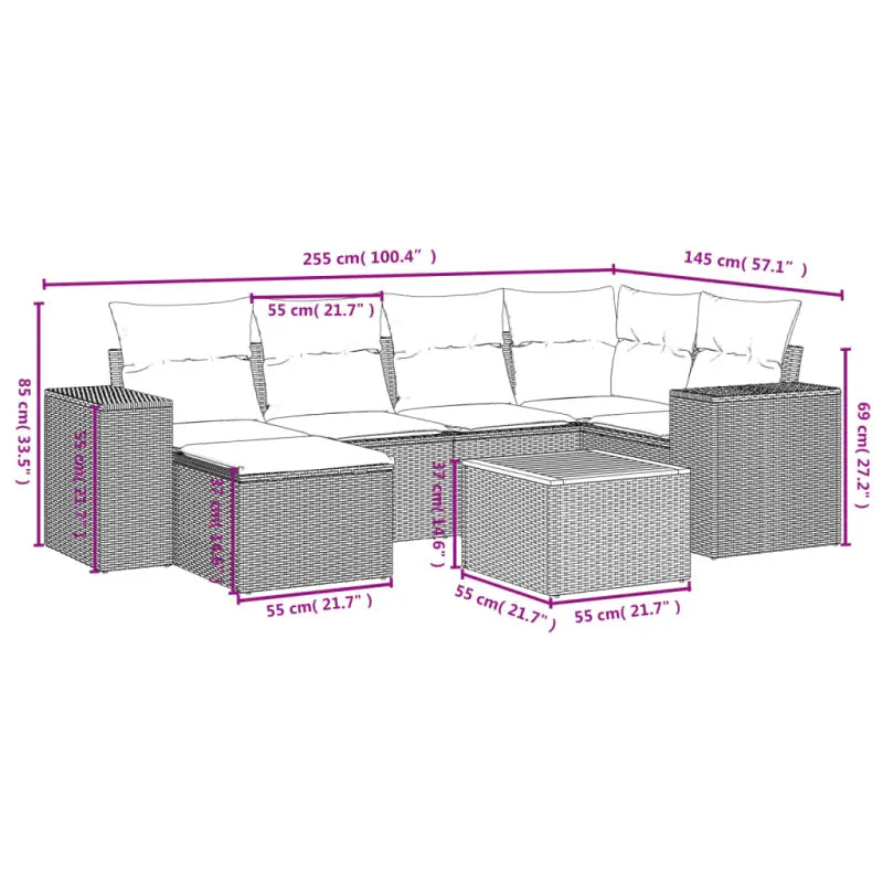 Loungetuinset met grijs materiaal en gepoedercoat staal overzicht - Grijs - Tuinsets