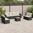 Loungetuinset met poly rattan en gepoedercoat staal voor buitenplezier - Zwart en crème - Tuinsets