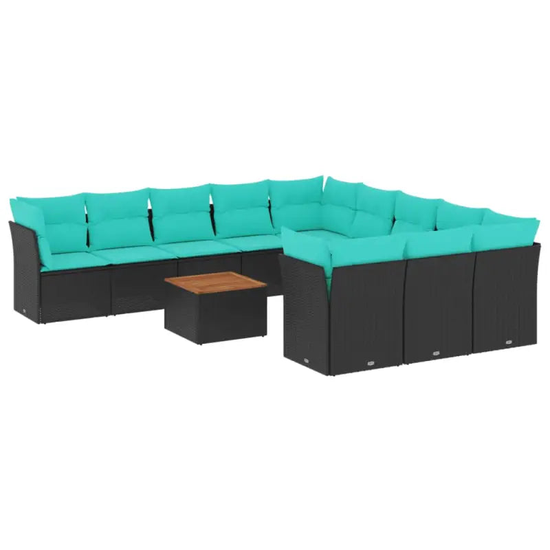 Loungetuinset met poly rattan en gepoedercoat staal afmetingen - Zwart en blauw - Tuinsets