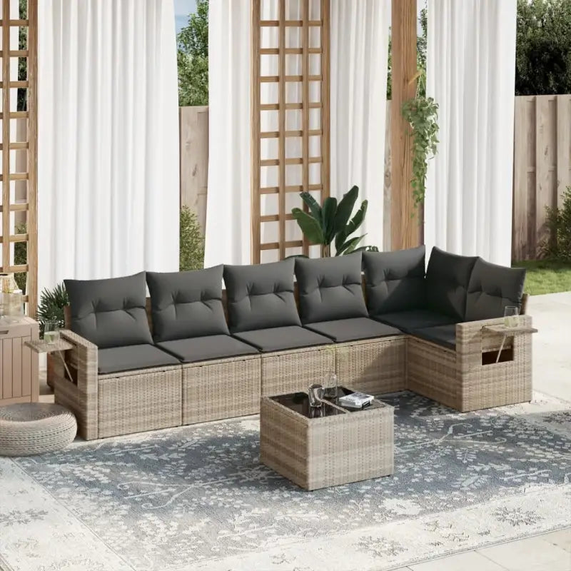Loungetuinset met waterdichte tas en beige materiaal op gepoedercoat staal - Lichtgrijs en donkergrijs / Met tafel