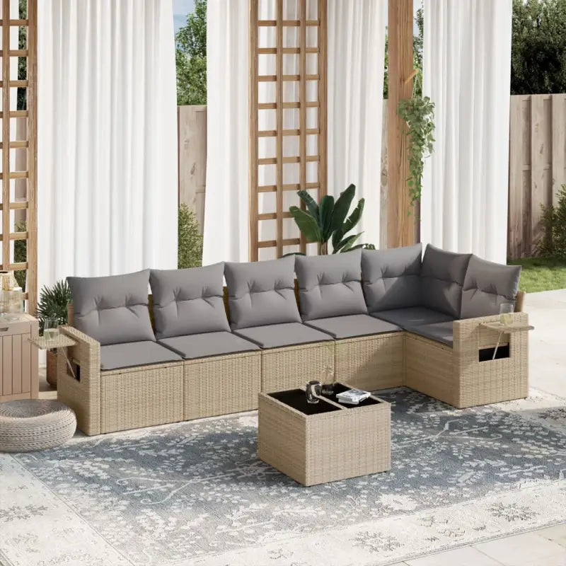 Loungetuinset met waterdichte tas en beige materiaal op gepoedercoat staal - beige en lichtgrijs / Met tafel - Tuinsets