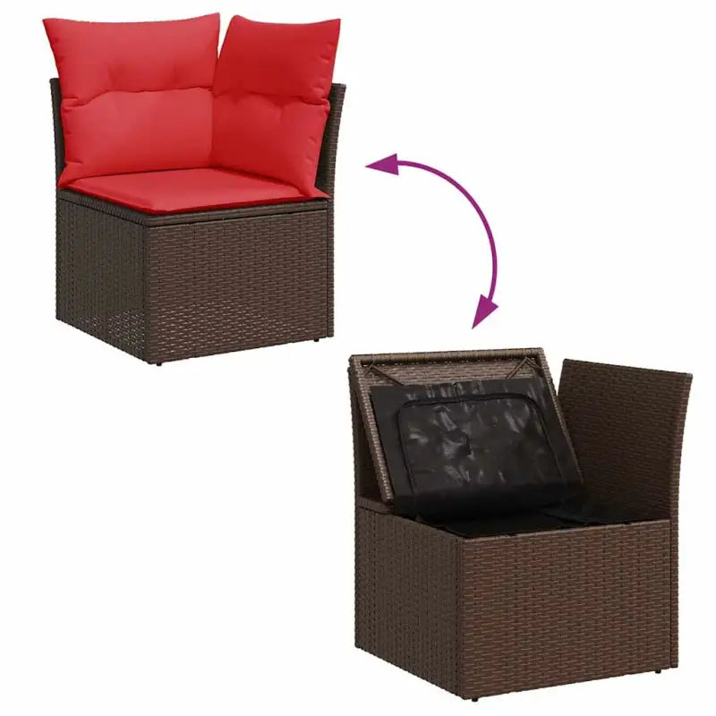 Loungetuinset met waterdichte tas en bruin gepoedercoat staal - Bruin / met opbergruimte - Tuinsets