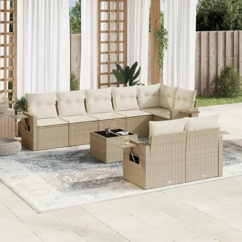 Loungetuinset met waterdichte tas en zwart gepoedercoat staal - beige en crèmekleurig / Met tafel - Tuinsets