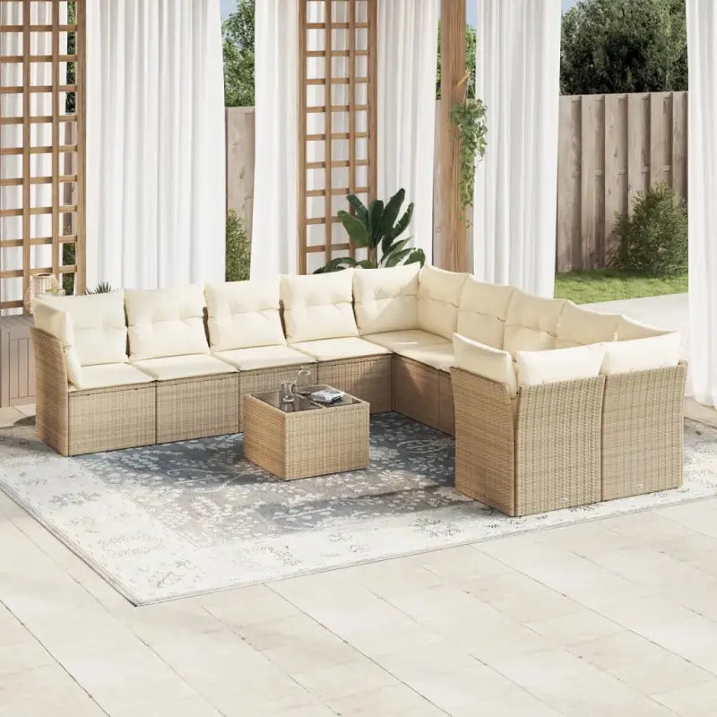 Loungetuinset met waterdichte tas en zwart gepoedercoat staal - beige en crèmekleurig / Met tafel - Tuinsets