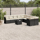 Loungetuinset met waterdichte tas en zwart gepoedercoat staal - Zwart en crème / Met tafel - Tuinsets