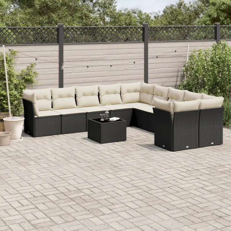 Loungetuinset met waterdichte tas en zwart gepoedercoat staal - Zwart en crème / Met tafel - Tuinsets
