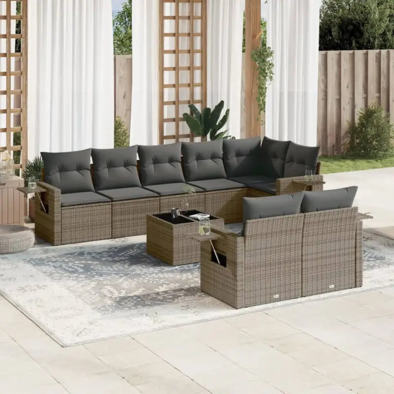 Loungetuinset met waterdichte tas en zwart gepoedercoat staal - Grijs / Met tafel - Tuinsets