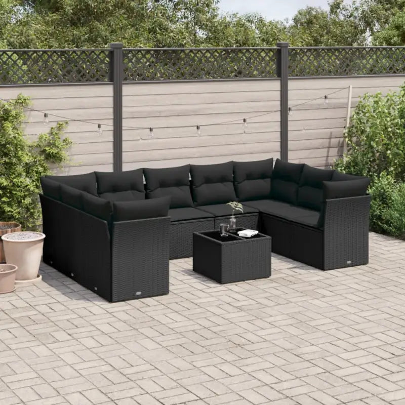 Loungetuinset met waterdichte tas en zwart materiaal van gepoedercoat staal - Zwart / Met tafel - Tuinsets
