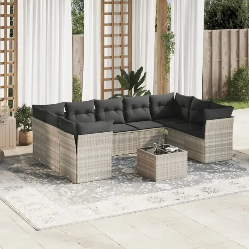 Loungetuinset met waterdichte tas en zwart materiaal van gepoedercoat staal - Lichtgrijs / Met tafel - Tuinsets