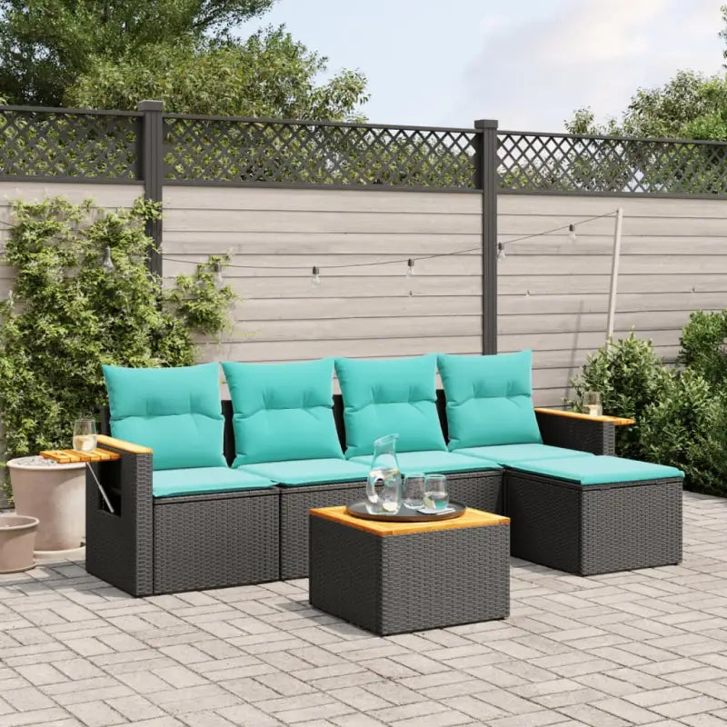 Loungetuinset met zwart materiaal en gepoedercoat staal afmetingen - Zwart / Met tafel - Tuinsets